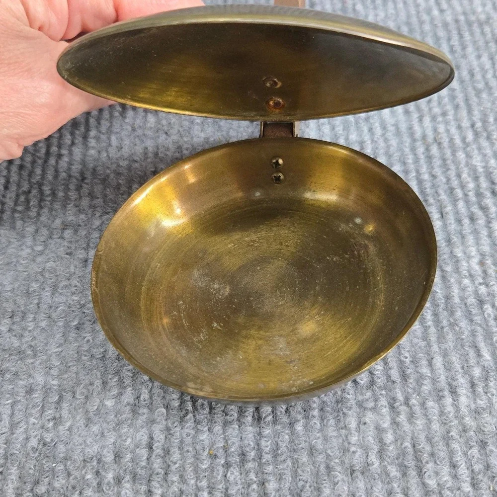 Antique Brass Mini Bed Warmer Warming Pan w/ Wood Handle‎ 6 3/4